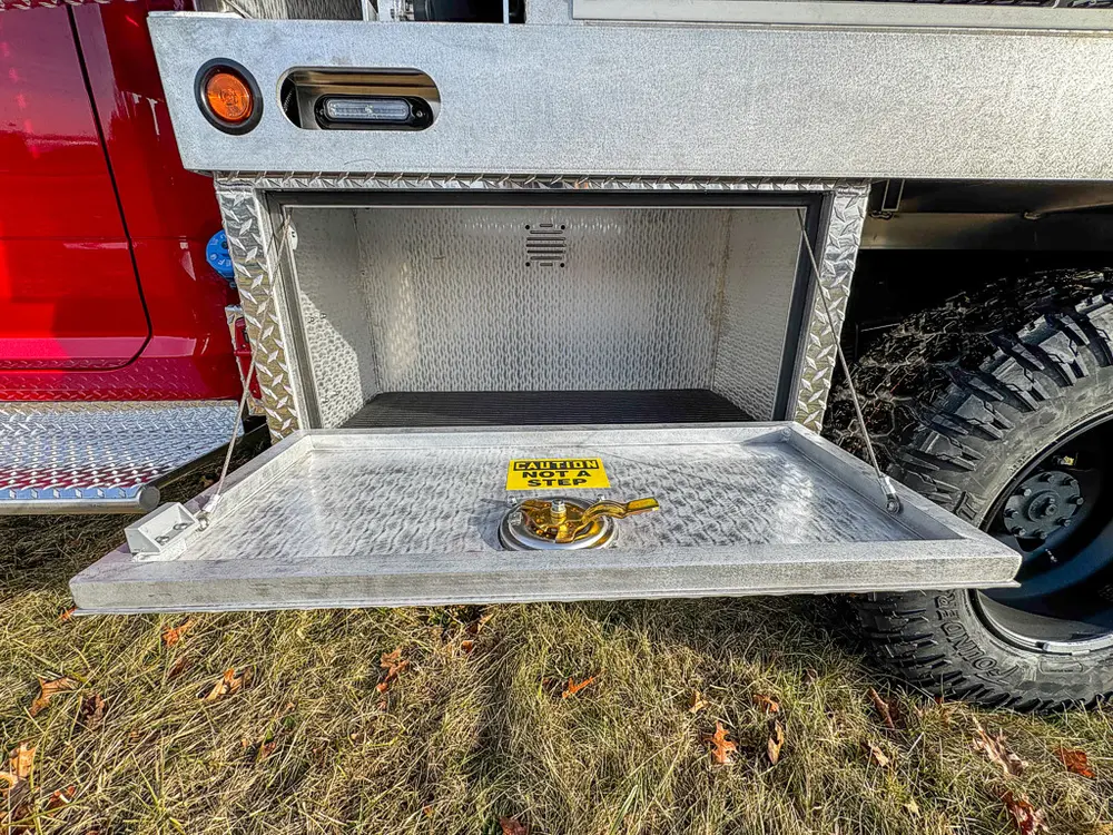 Red brush truck exterior or equipment detail, photo 37 of 97.