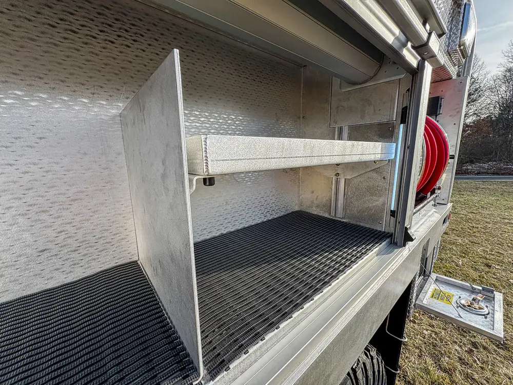 Red brush truck exterior or equipment detail, photo 41 of 97.