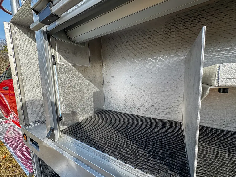 Red brush truck exterior or equipment detail, photo 42 of 97.