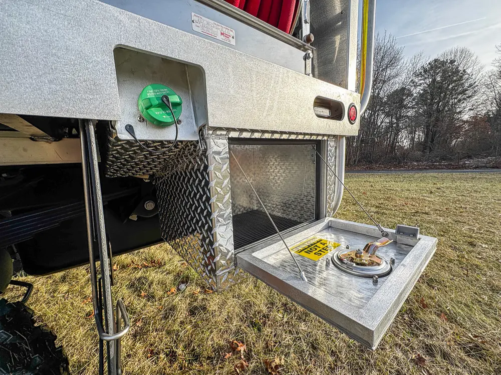 Red brush truck exterior or equipment detail, photo 45 of 97.