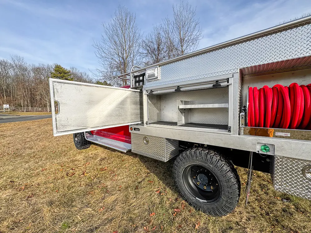 Red brush truck exterior or equipment detail, photo 46 of 97.
