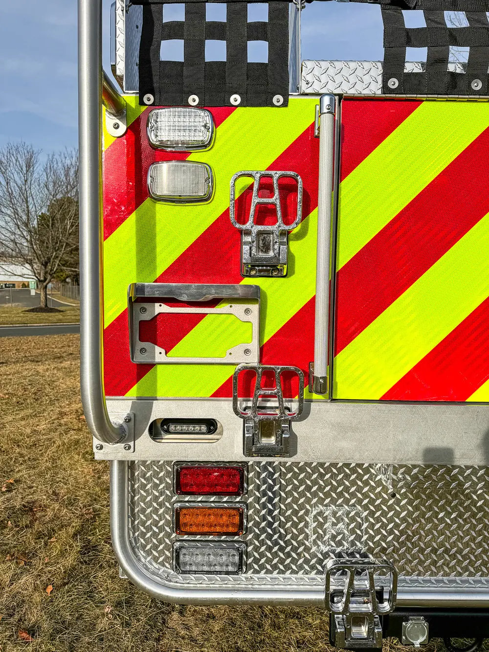 Red brush truck exterior or equipment detail, photo 48 of 97.