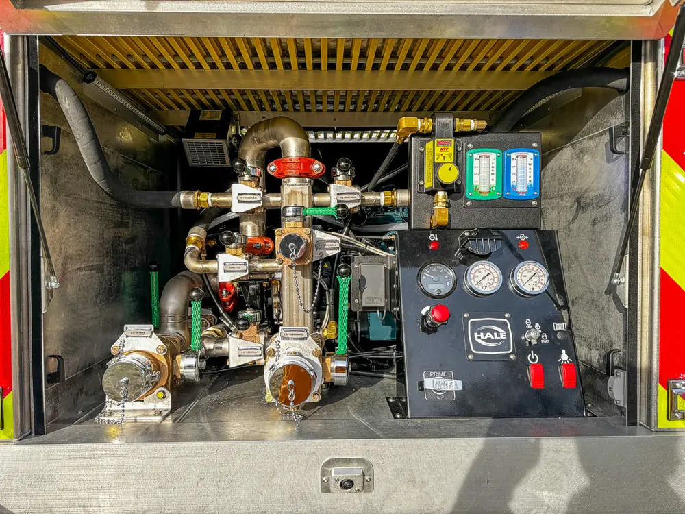 Red brush truck exterior or equipment detail, photo 54 of 97.