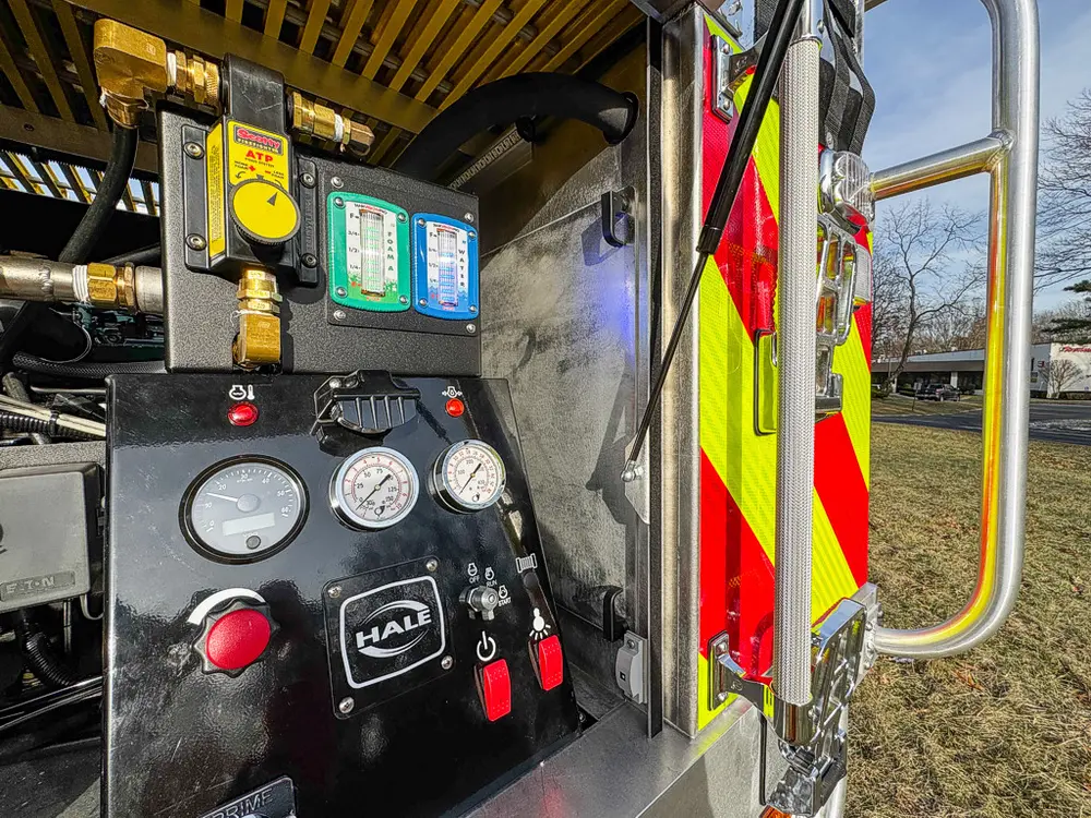 Red brush truck exterior or equipment detail, photo 57 of 97.