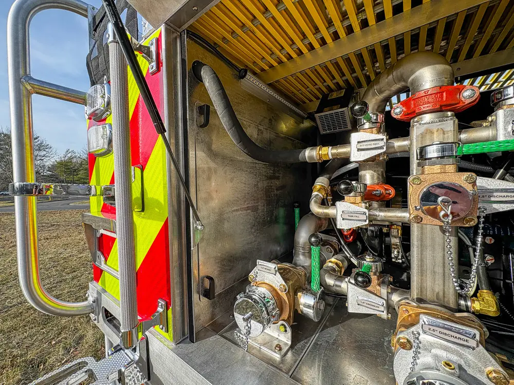 Red brush truck exterior or equipment detail, photo 58 of 97.