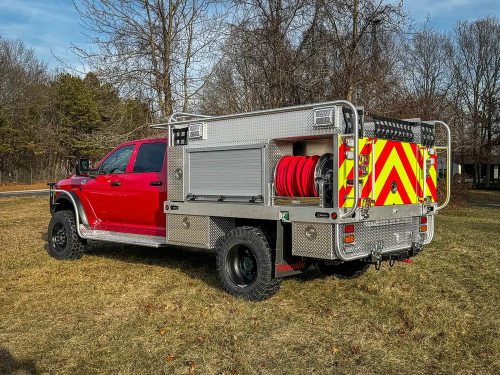 Red brush truck exterior or equipment detail, photo 6 of 97.