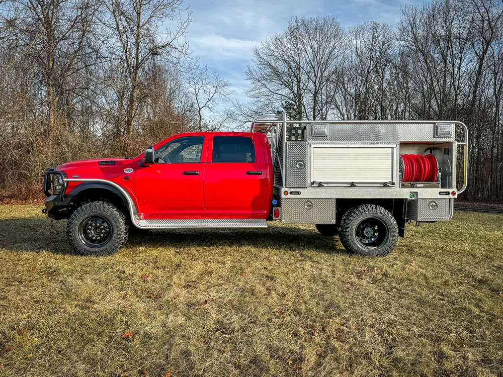Red brush truck exterior or equipment detail, photo 7 of 97.