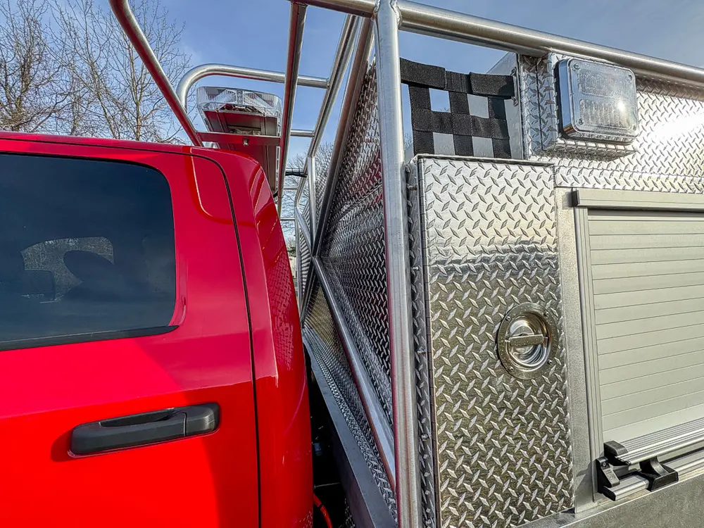 Red brush truck exterior or equipment detail, photo 72 of 97.