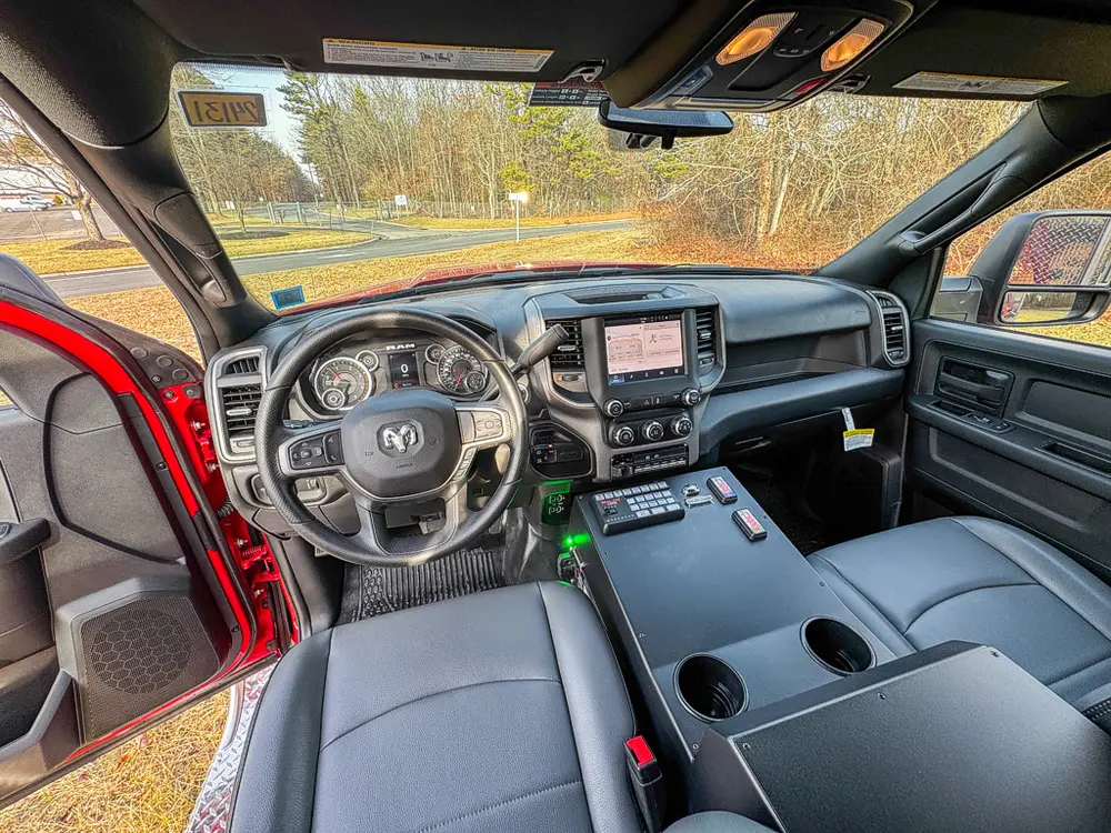 Red brush truck exterior or equipment detail, photo 75 of 97.