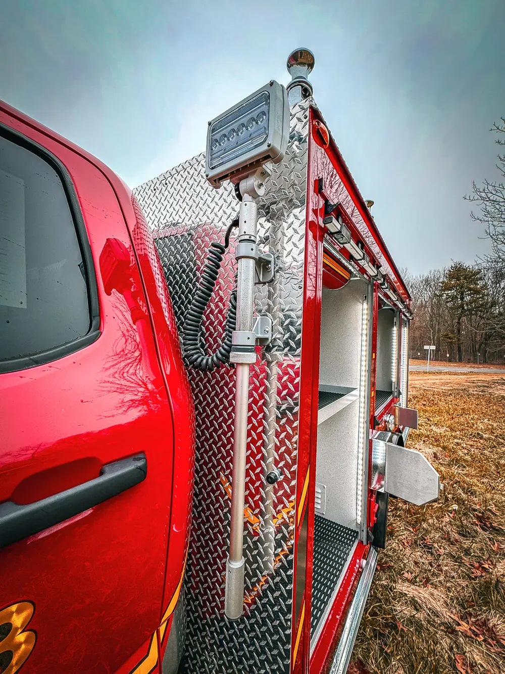 Cab door and side graphic close-up with Vista Fire emblem.