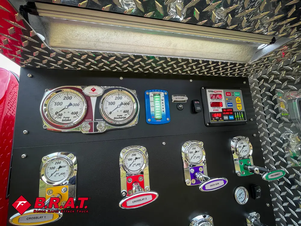 Upper section of pump panel with gauges and digital control module.