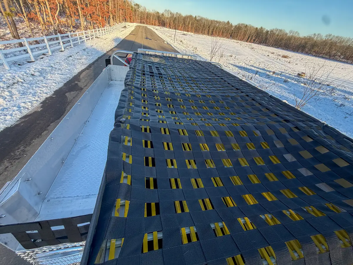 Top view along the left hosebed walkway and hosebed net.