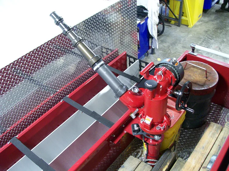 Top deck close-up showing mounted monitor piping and deck hardware