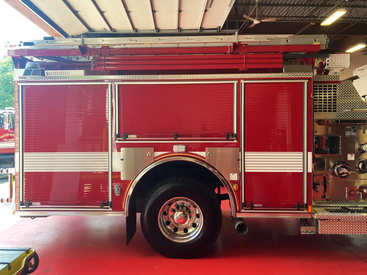 Pump panel side view showing control panel, gauges, and surrounding bodywork