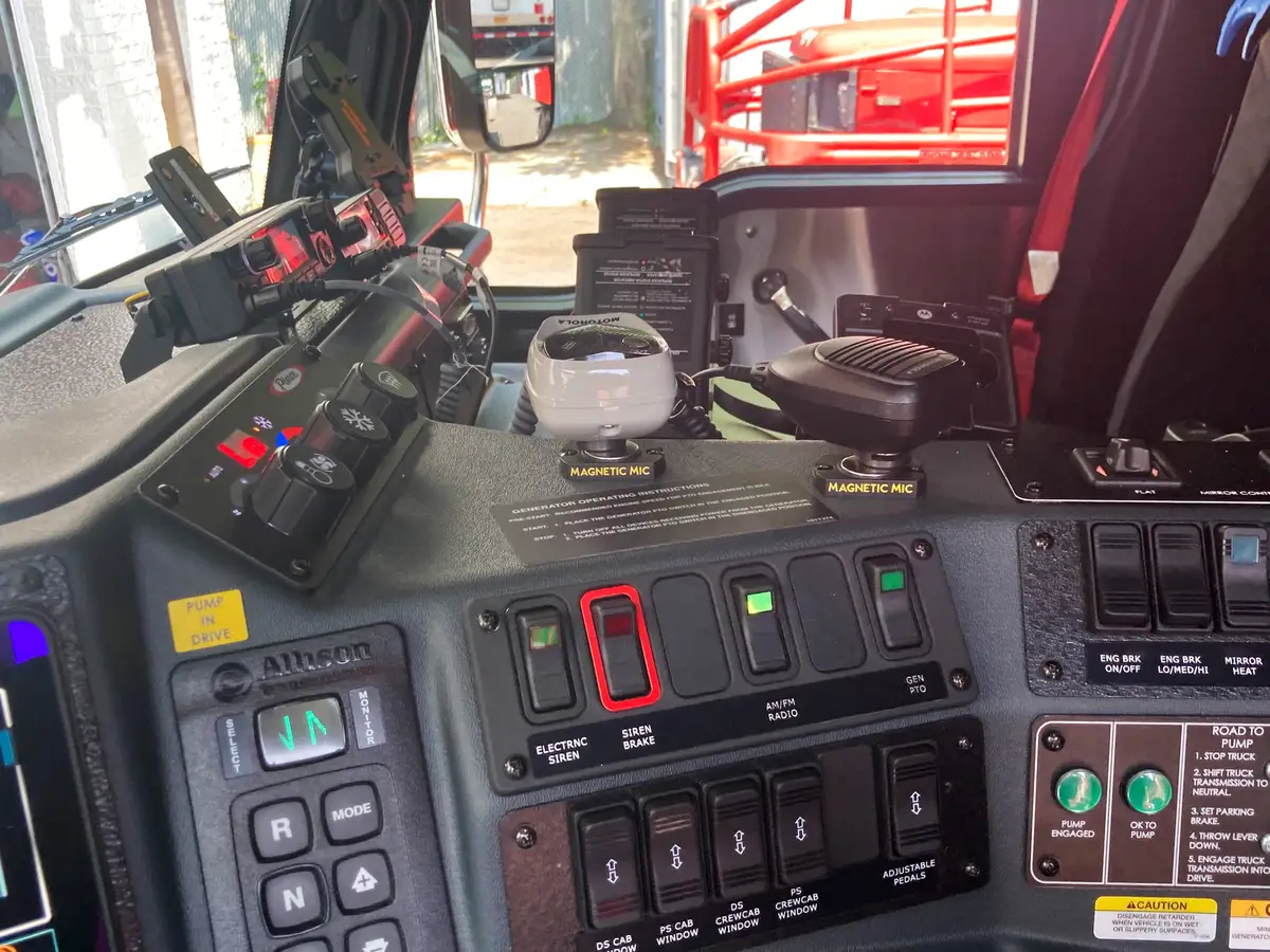 Instrument cluster close-up showing speedometer, tachometer, and engine gauges