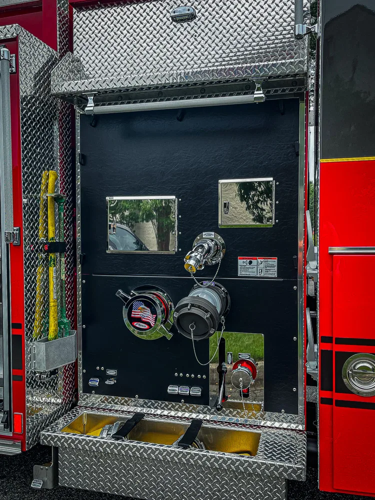 Cab door open view showing stepwell and lower interior seat area