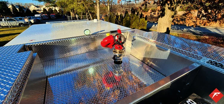 Top deck close-up showing polished deck surface and mounted fittings