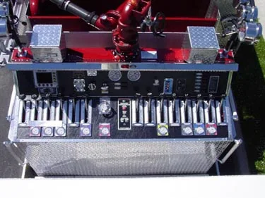 Top deck control panel close-up showing switches and valve handles