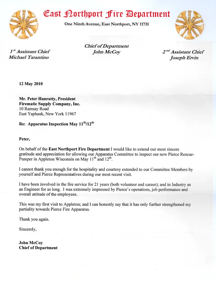 Scanned thank-you letter on official letterhead with signatures and body text