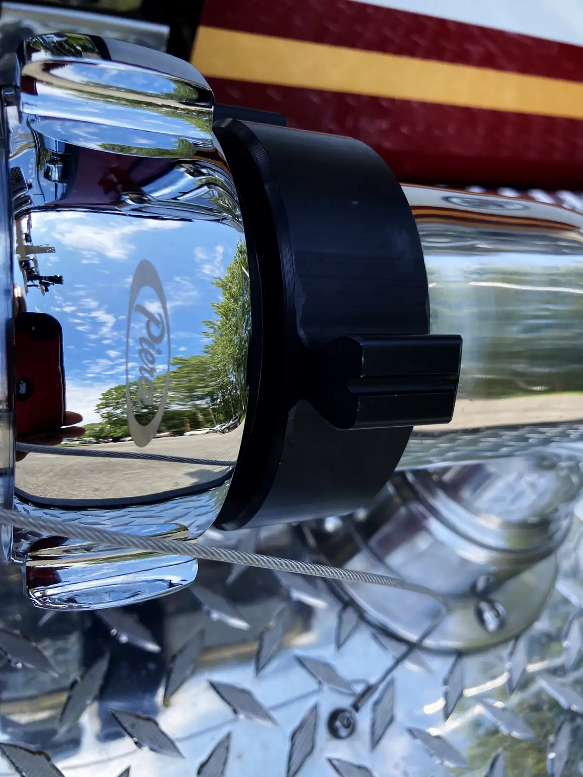 Aerial ladder base area view showing turntable housing and side body panels