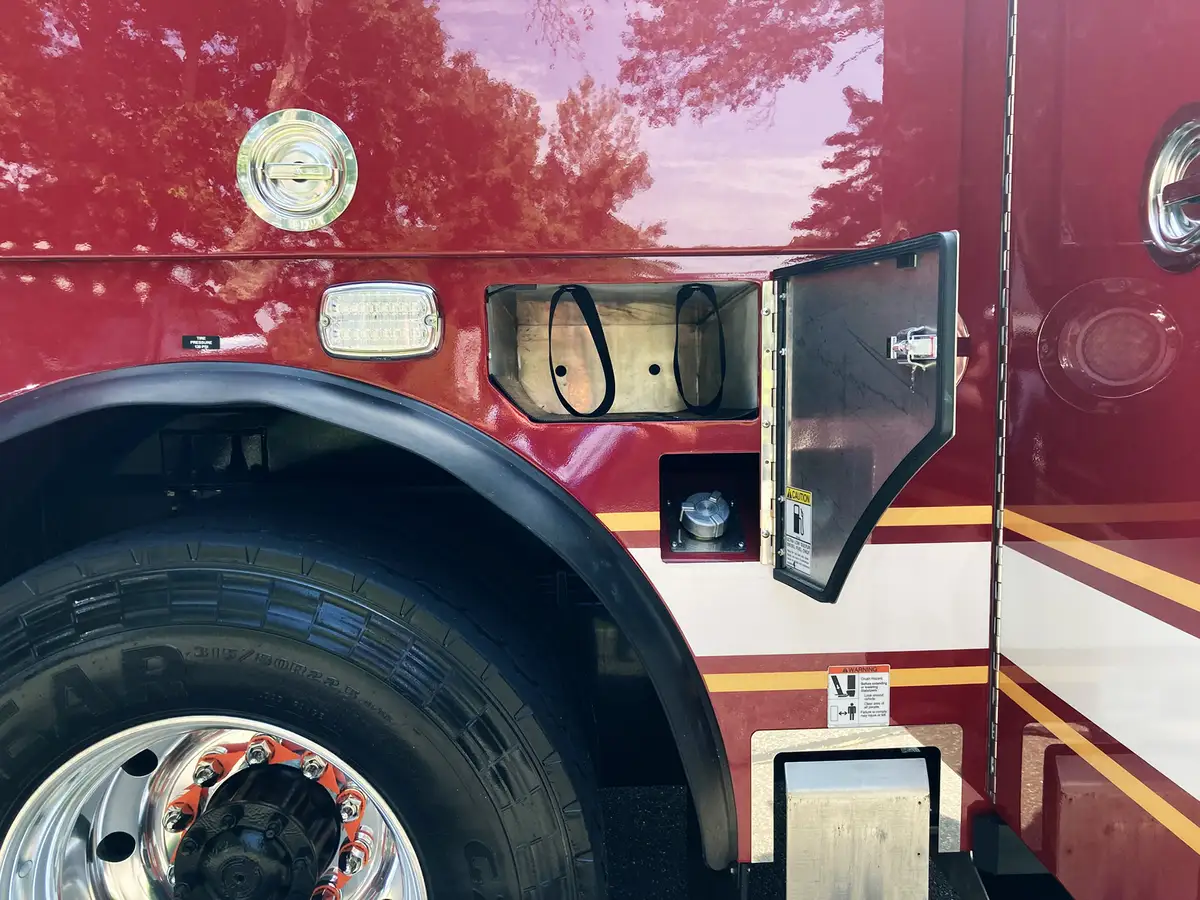 Cab interior wide view showing dashboard, center console, and front seats