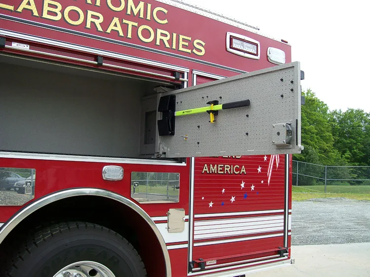 Upper body close-up showing raised lettering above side compartment
