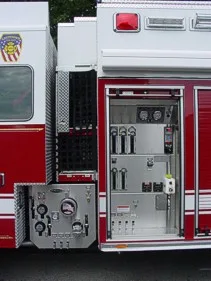 Open pump and control compartment view showing valves and gauge panels