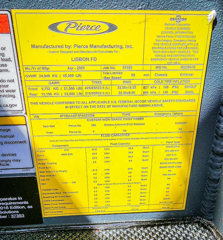 Pierce Enforcer Pumper exterior view, photo 32 of 70