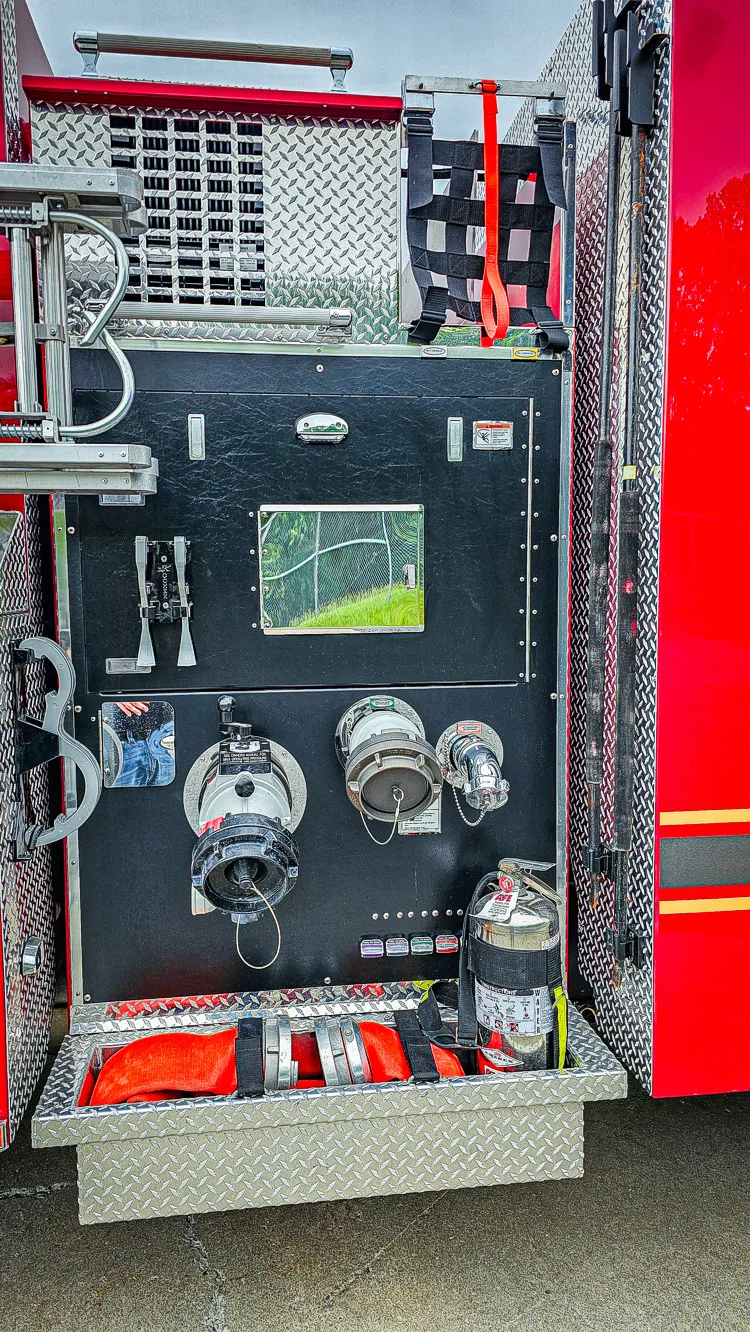 Pump-side panel close-up showing control fittings and intake ports