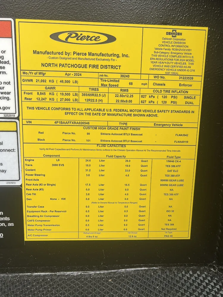 Pierce Enforcer Pumper exterior view, photo 19 of 43