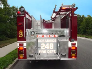 Rear view showing apparatus lineup and open rear section