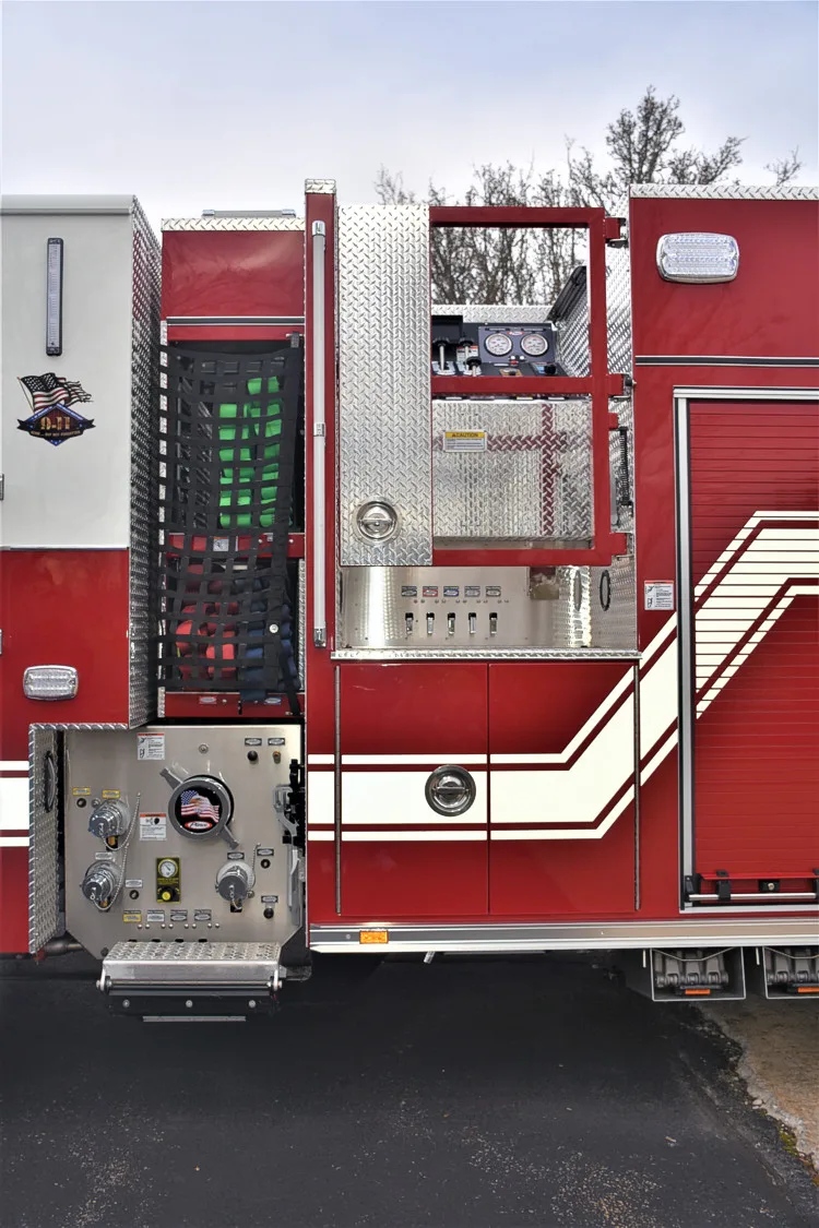 Pump-side panel view showing intake controls and lower body fittings