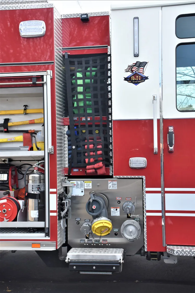 Pump panel close-up showing gauges, valves, and control levers