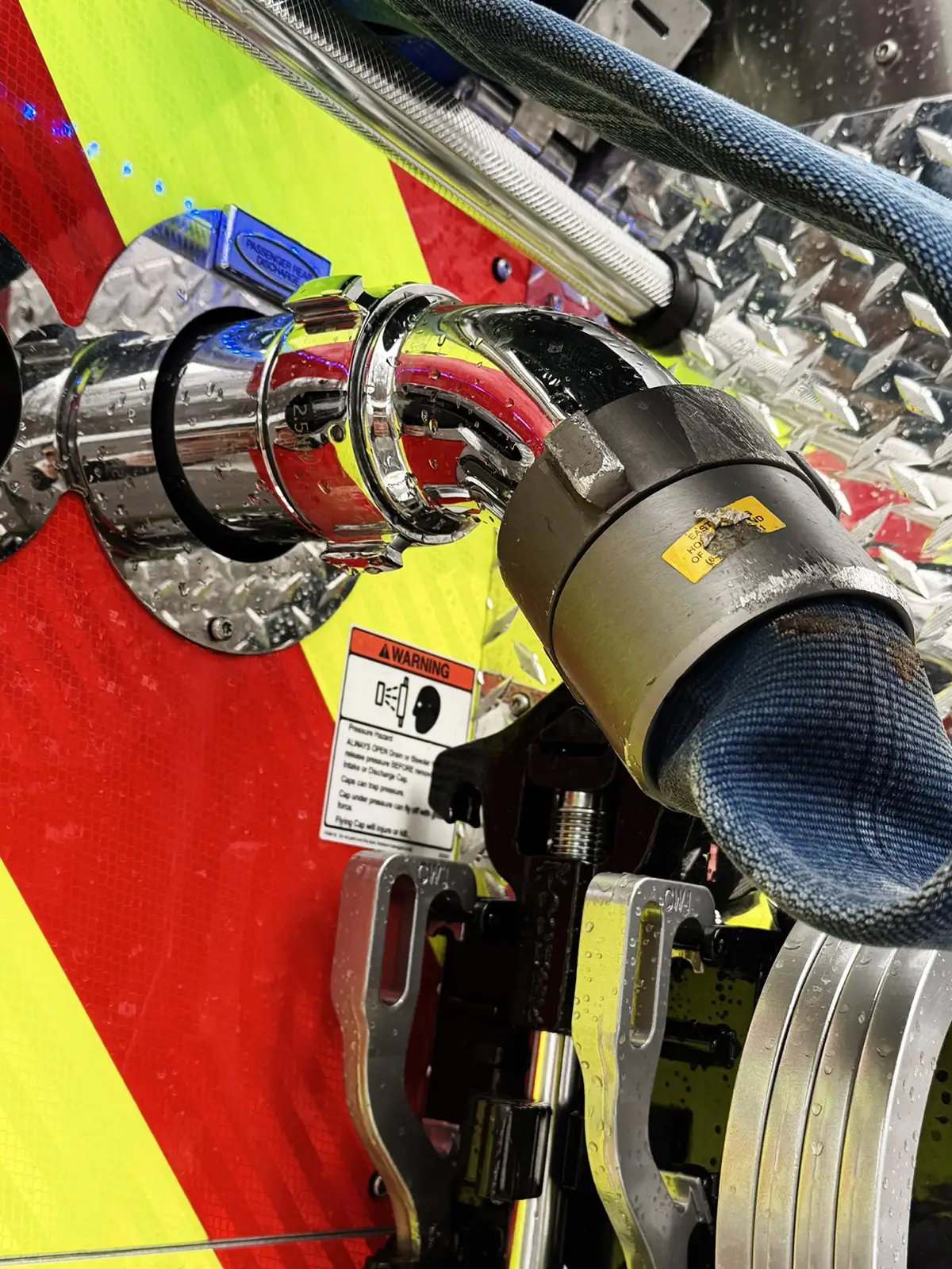 Bumper-mounted suction cap close-up with Pierce logo