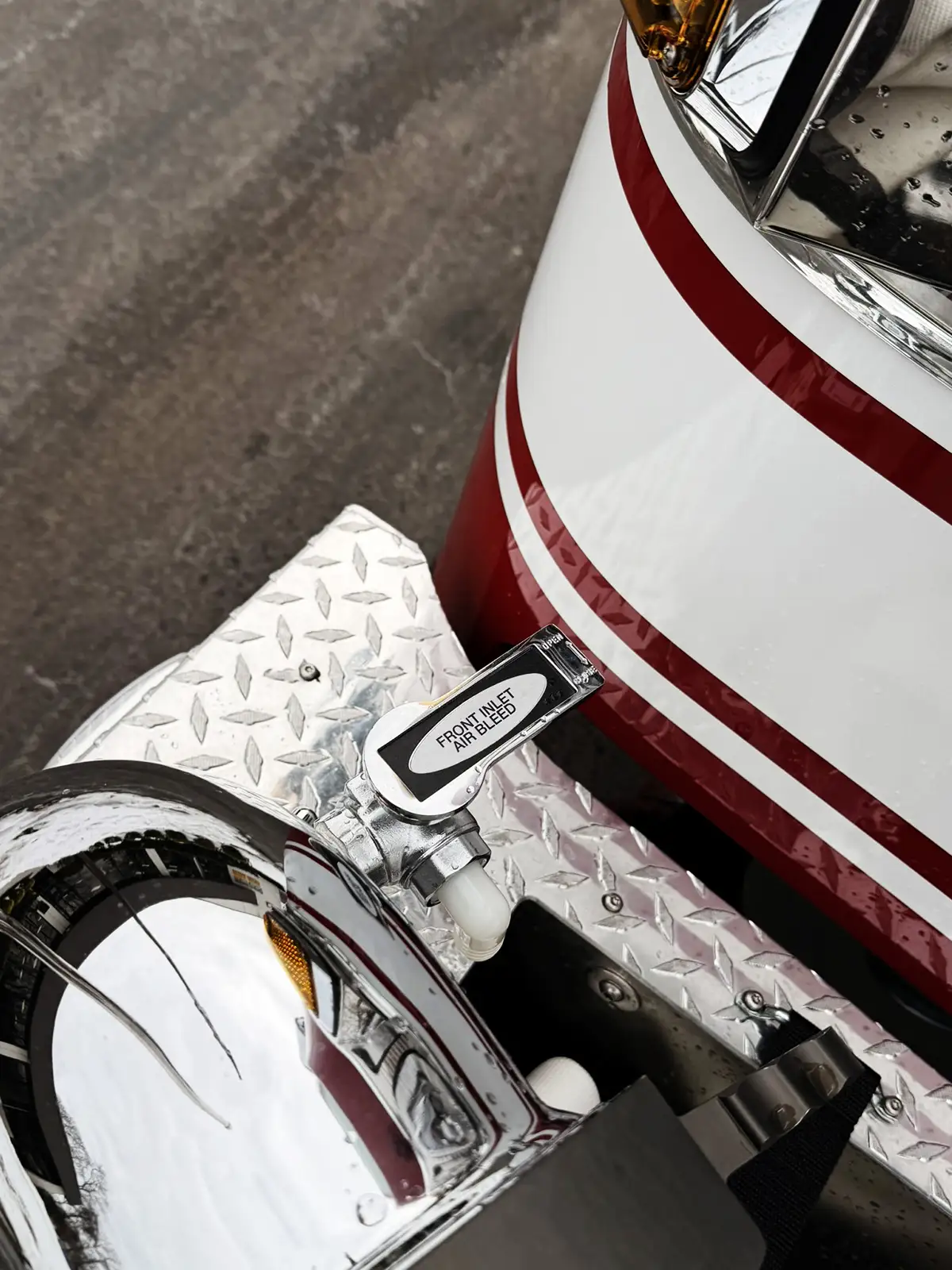 Cab door lettering close-up with gold outlined text