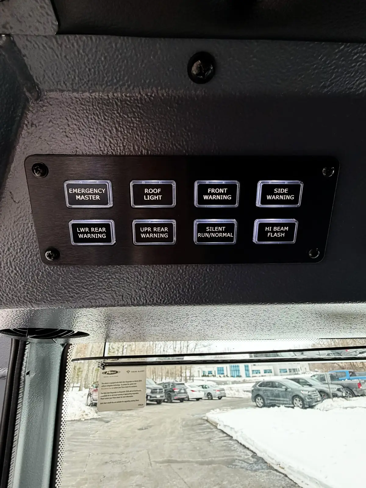 Crew cab interior view showing rear seats and center aisle