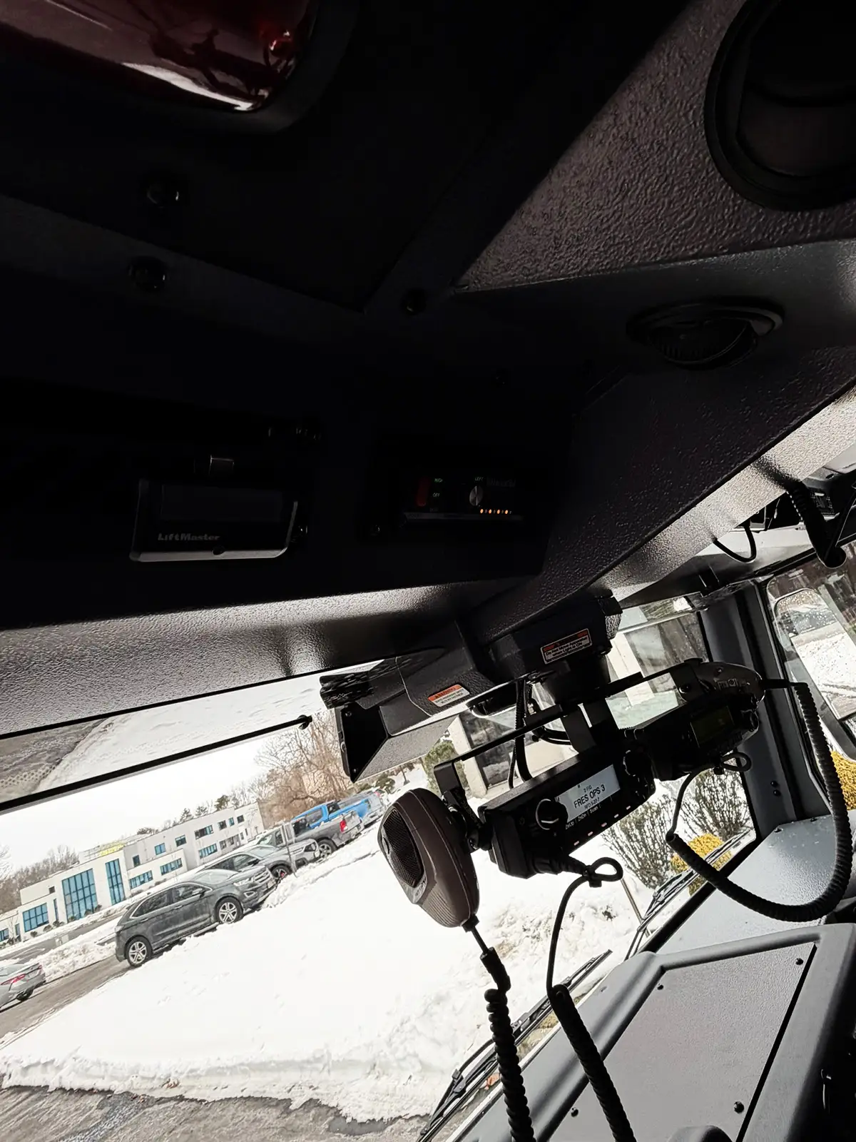 Rear crew area view showing SCBA seat backs and interior door panel