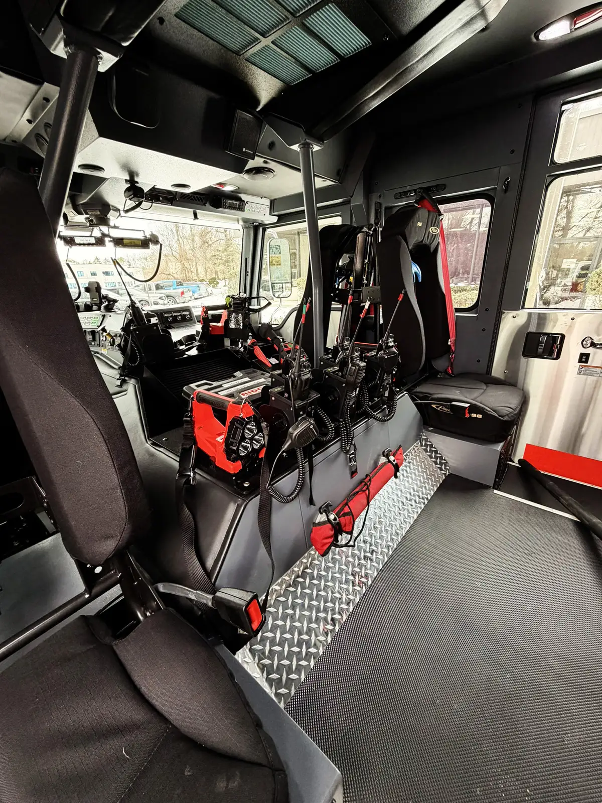 Rectangular side marker light close-up on dark body panel