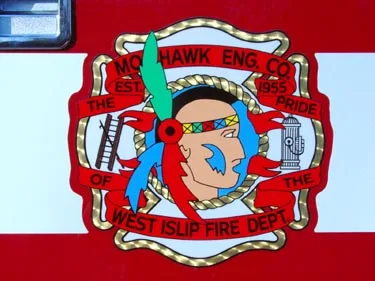 Cartoon-style crest close-up on side panel