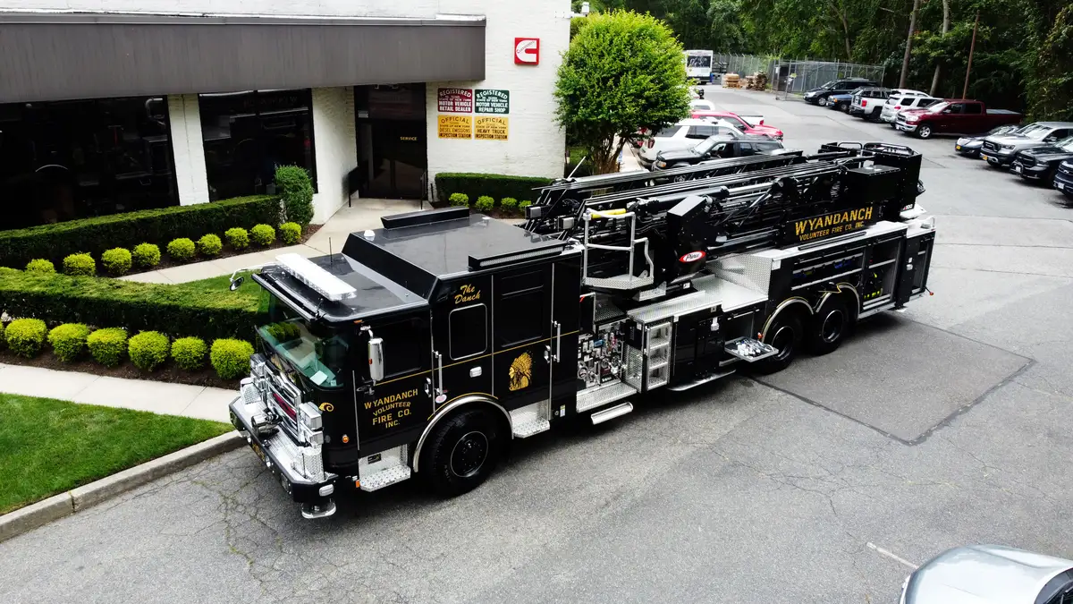 Aerial top-down front view showing cab roof and bumper layout
